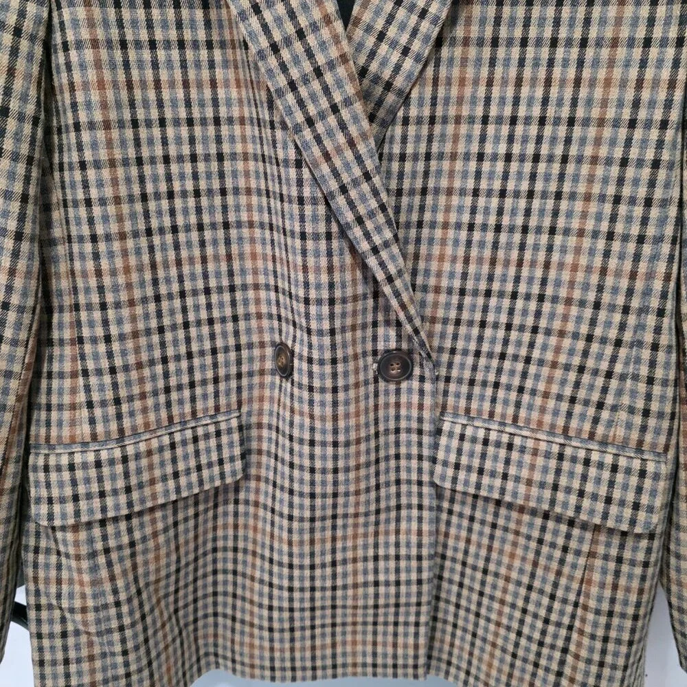 Madewell Brown Plaid Double-Breasted Blazer – Size M - Picture 4 of 9